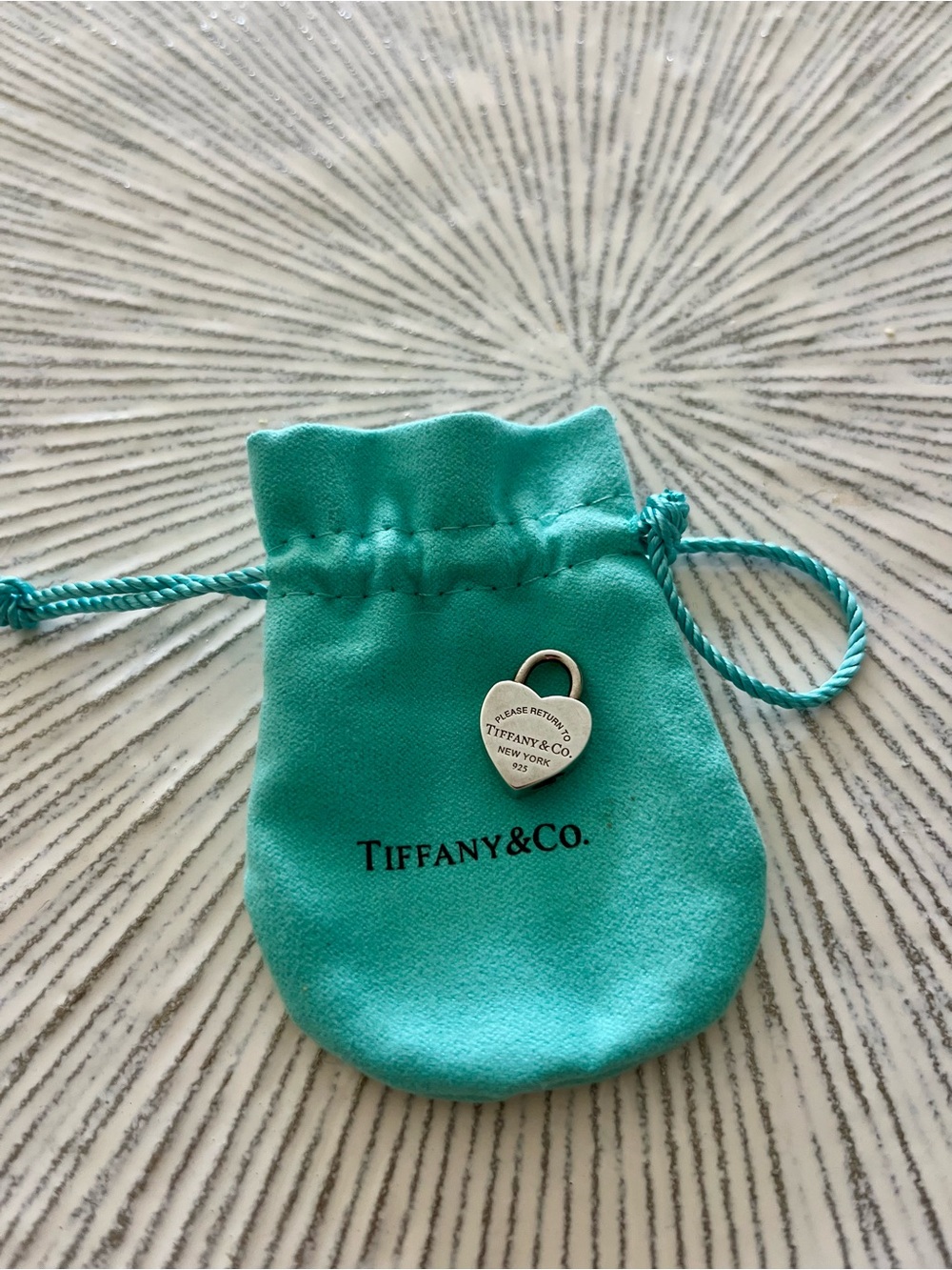 Tiffany & Co. Silver Heart Locket with Signature Blue Pouch